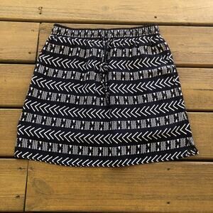 LOFT Navy Striped Slip-on Skirt